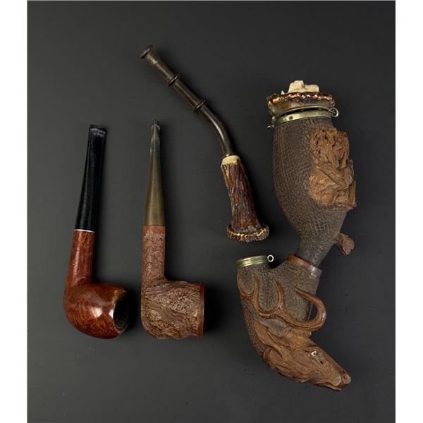 Group of Carved Figural Estate Tobacco Pipes