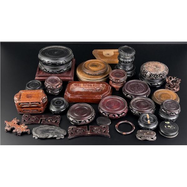 Large Collection of Chinese Wood Display Stands