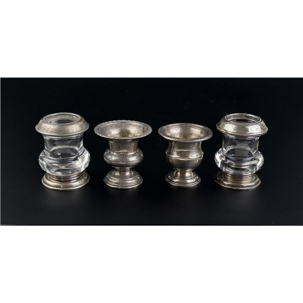 Sterling Silver and Glass Toothpick Holders