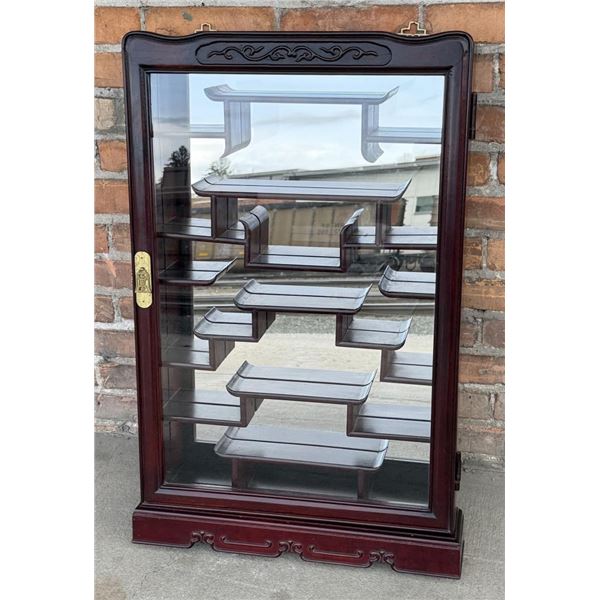 Chinese Mirrored Wood Curio Cabinet