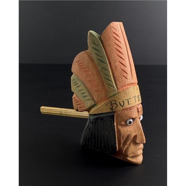 Butte Montana Wood Carved Indian Pipe