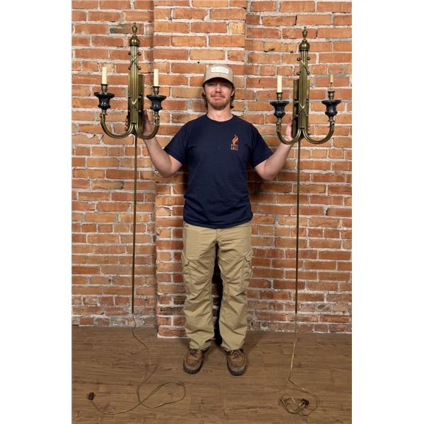 Hollywood Regency Twin Arm Brass Wall Sconces