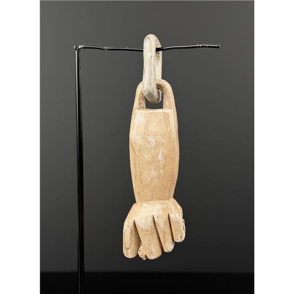 Folk Art Carved Wood Fist Whimsy Chain