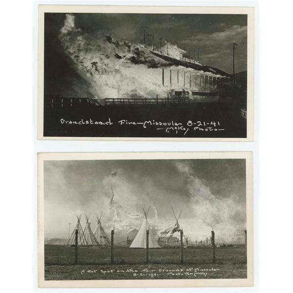 Missoula Montana Fairgrounds Fire RPPC Postcards