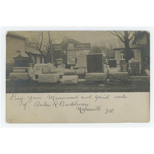 Gravestones Headstones Salesman RPPC Postcard