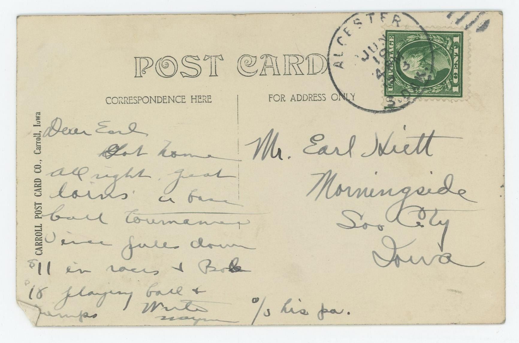 Alcester South Dakota Main Street RPPC Postcard