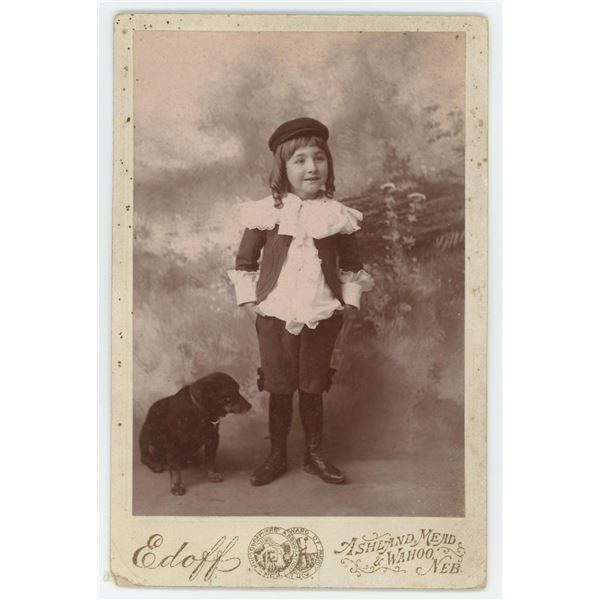 Wahoo Nebraska Child with Dog Cabinet Photo