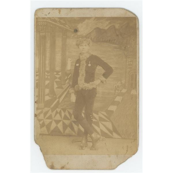 Fancy Roller Skater with Medals Cabinet Photo