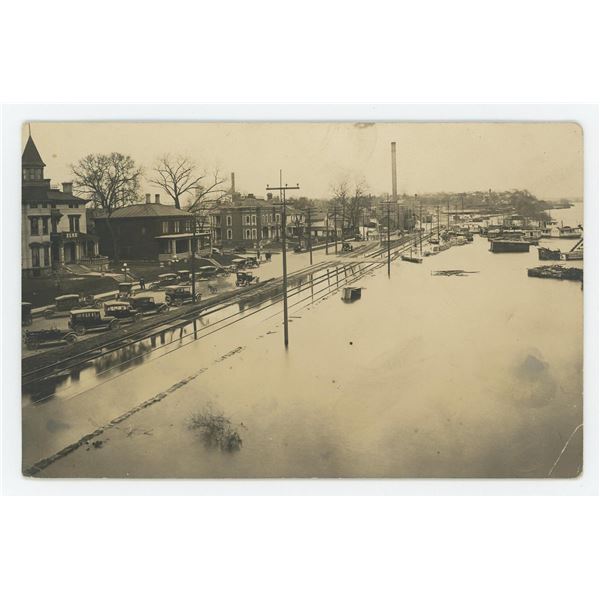 City Town Flood RPPC Postcard