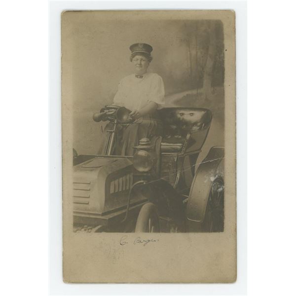 White City Chicago Female Driver RPPC Postcard