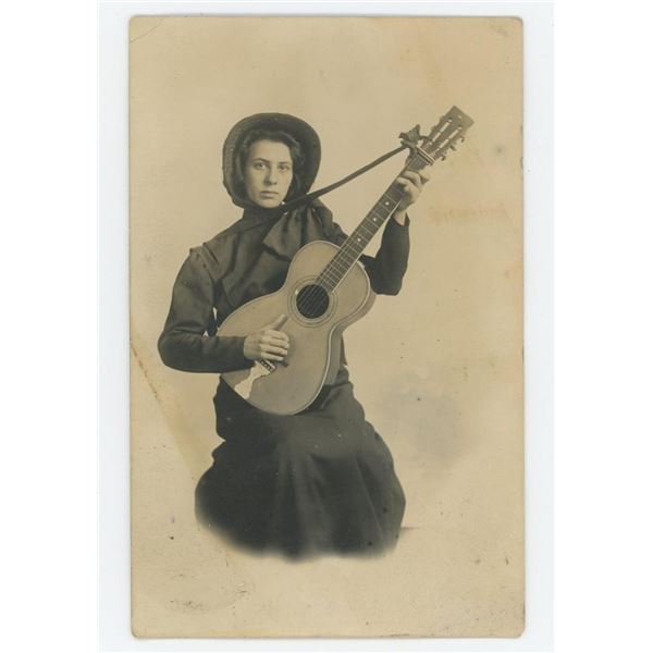 Salvation Army Female Guitar Player RPPC Postcard