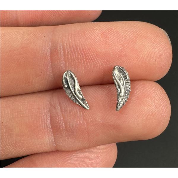 Navajo Sterling Silver Leaf Stud Earrings