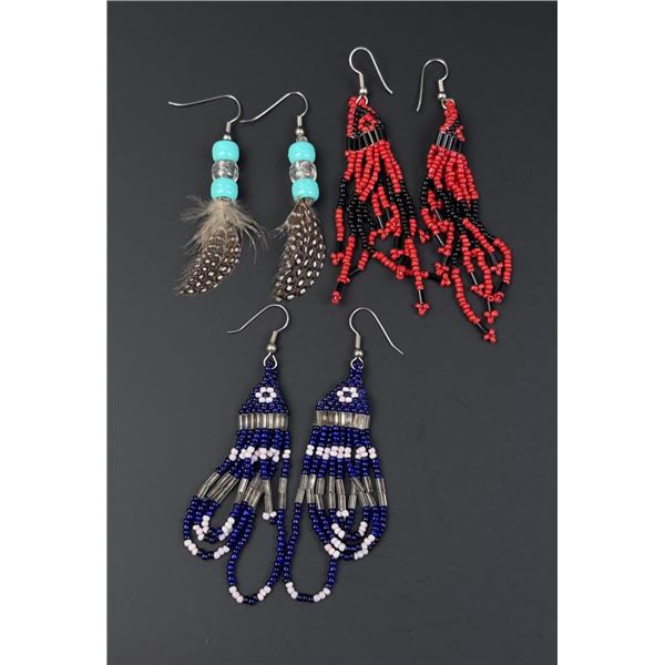 Native American Indian Beaded Feather Earrings