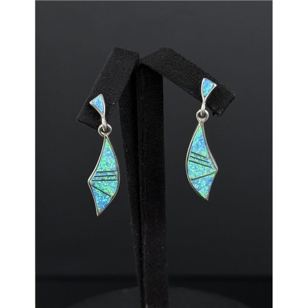 Earl Plummer Navajo Sterling Blue Opal Earrings
