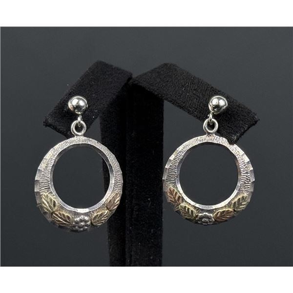 Sterling Silver Black Hills Gold Earrings