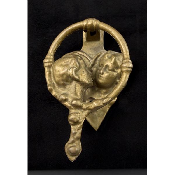 Brass Kissing Couple Heart Shaped Door Knocker
