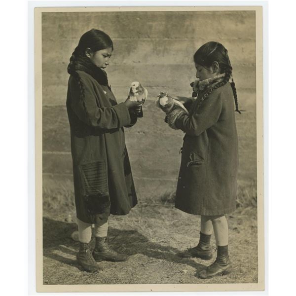 Montana Blackfoot Indians with Doves Photo