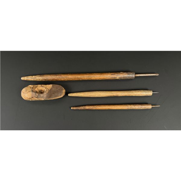 Alaskan Inuit Eskimo Scrimshaw Tools Bow Drills