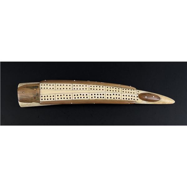 Alaskan Inuit Eskimo Walrus Ivory Cribbage Board