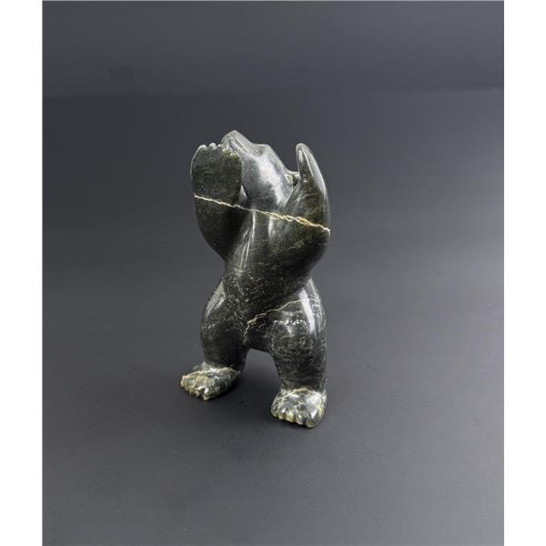 Isaaci Petaulassie Inuit Soapstone Dancing Bear