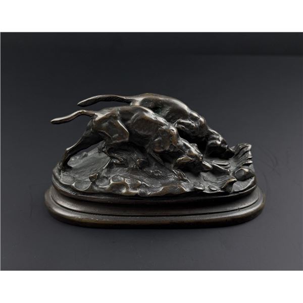 Antoine Louis Barye Pair of Bloodhounds Bronze