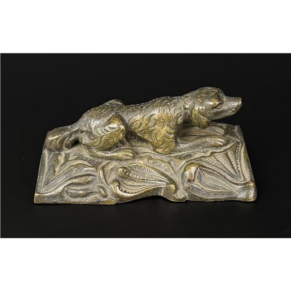 Victorian Hunting Dog Bronze Paperweight
