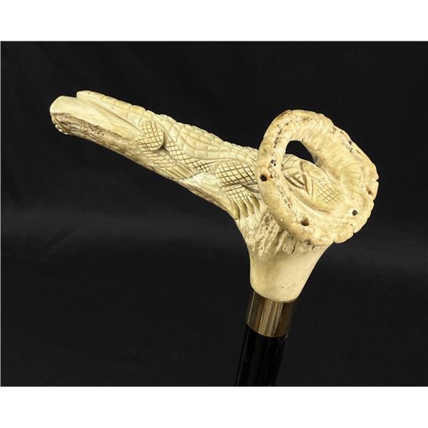 Victorian Alligator Stag Horn Cane Walking Stick