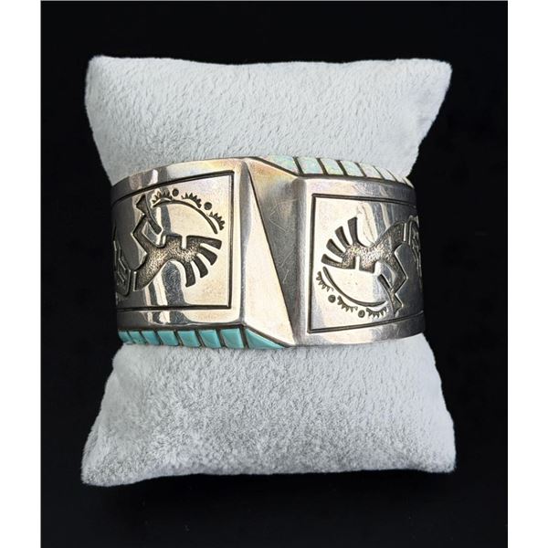 Leonard Jim Navajo Sterling Turquoise Bracelet