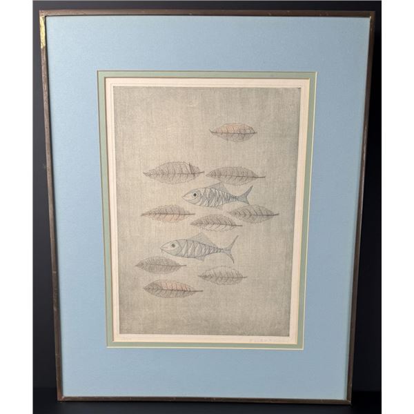 Keiko Minami Fish and Fallen Leaves Etching