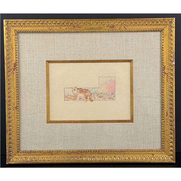 Olaf Carl Seltzer Coyote Watercolor Painting