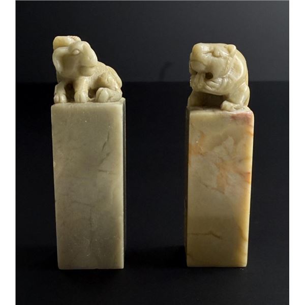Chinese Soapstone Chop Foo Dog Seals