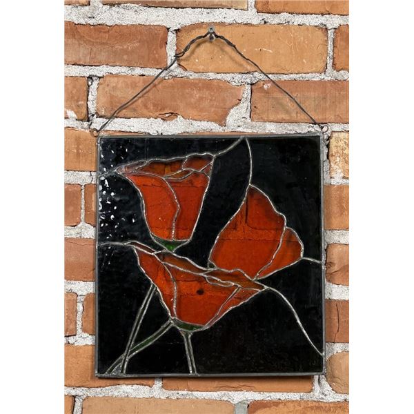 Poppy Flowers Stained Glass Suncatcher Window