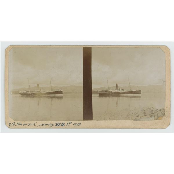 SS Mararoa Arriving Wellington Harbor Stereoview