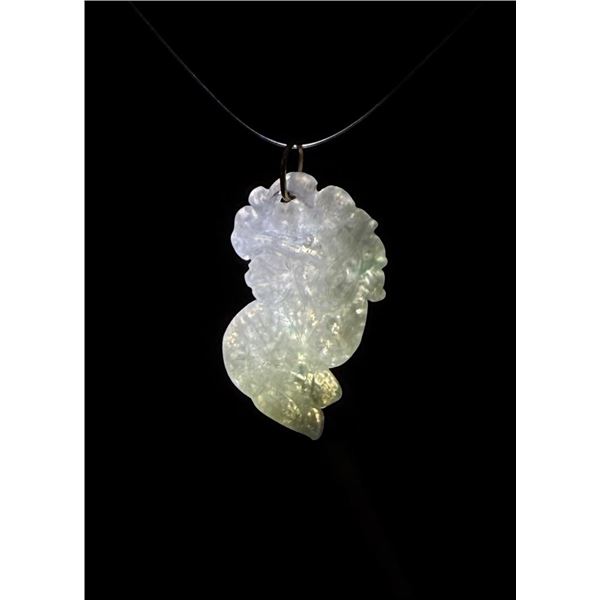 Chinese White Jadeite Foo Dog Pendant