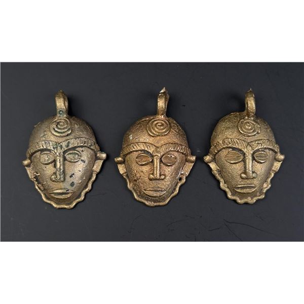 Akan Baule African Bronze Mask Pendants