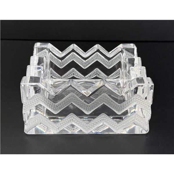 Lalique Soudan Crystal Chevron Glass Ashtray