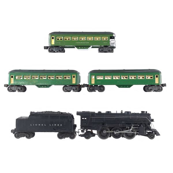 (5) Lionel 224E Locomotive Tender 2466WX & Pullmans