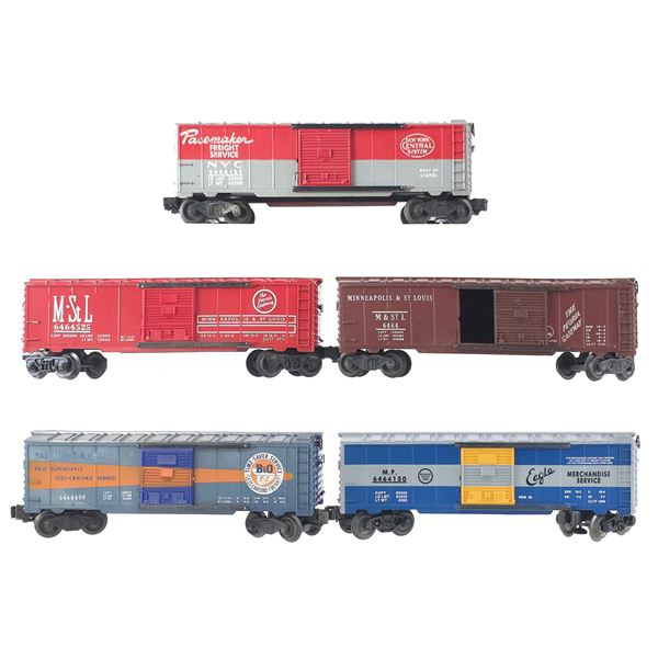 (5) Lionel Boxcars 6464 Assorted