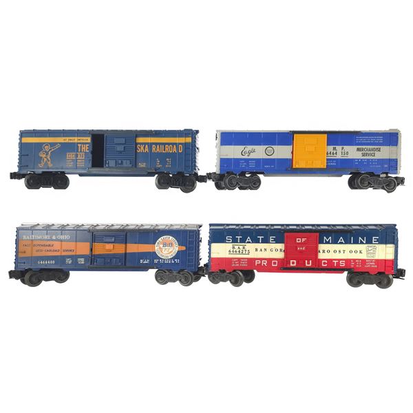 (4) Lionel Boxcars 6464 Assorted