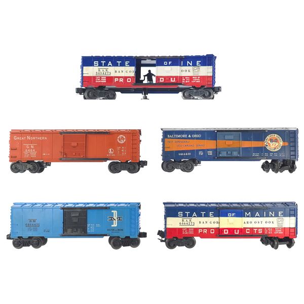 (5) Lionel Boxcars 6464 Assorted