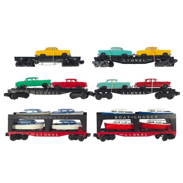 (6) Lionel Assorted Boat & Car Haulers