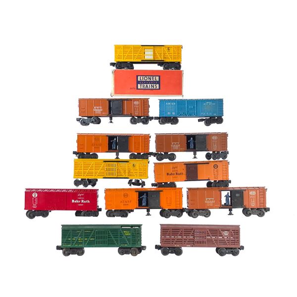 (12) Lionel Box Cars & Stock Cars Assorted