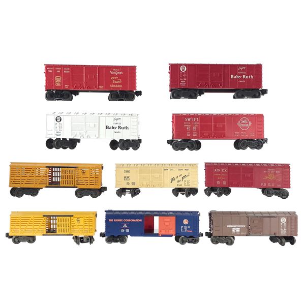 (10) Lionel Assorted Box Cars & Stock Cars