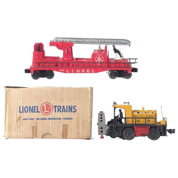 Lionel No. 54 Track Ballast Tamper Car & 3512 Fire Ladder Truck
