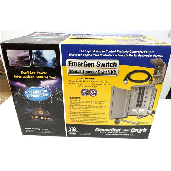 EmerGen Switch #10-7501G2KIT Manual Transfer Switch Kit