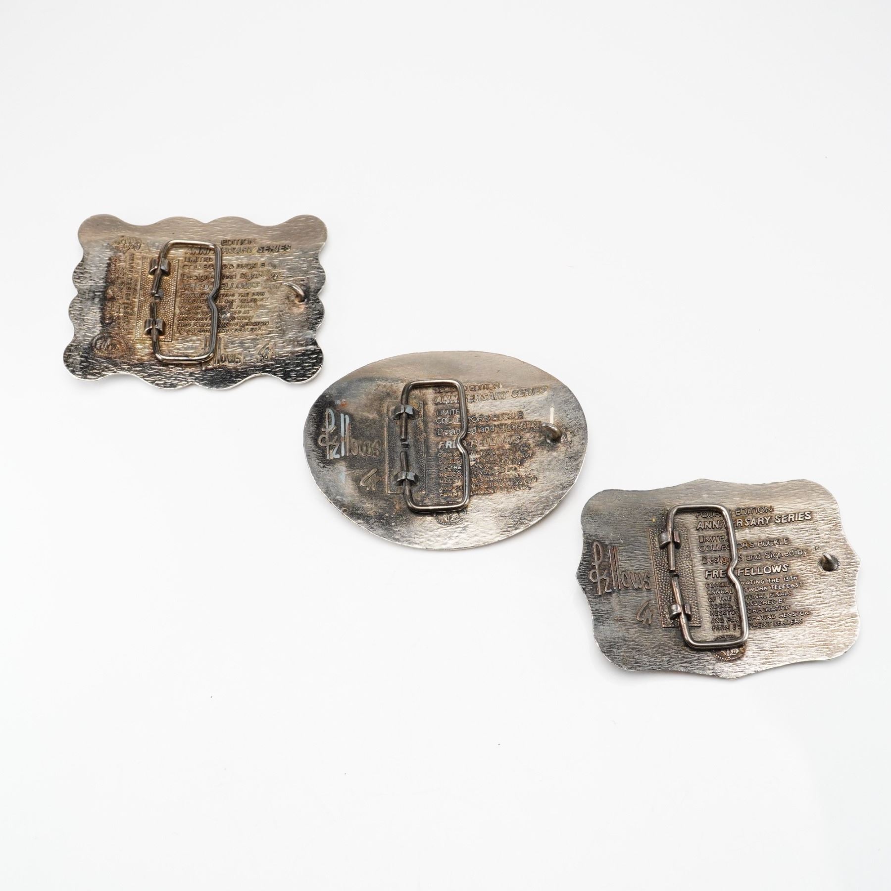3pc Fred Fellows Limited Collectors Buckles Anniversary Series ...