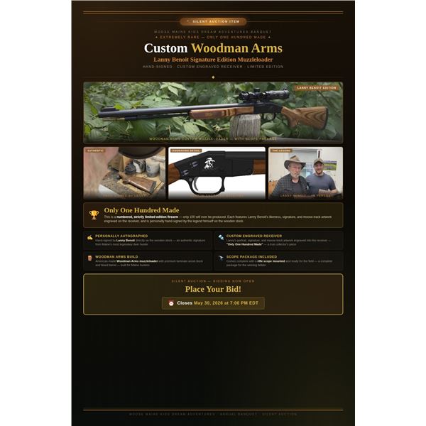 Custom Lanny Benoit Woodman Arms Autographed Muzzleloader