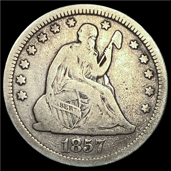 1857 Silver Seated Liberty Quarter LIGHTLY  CIRCULATED