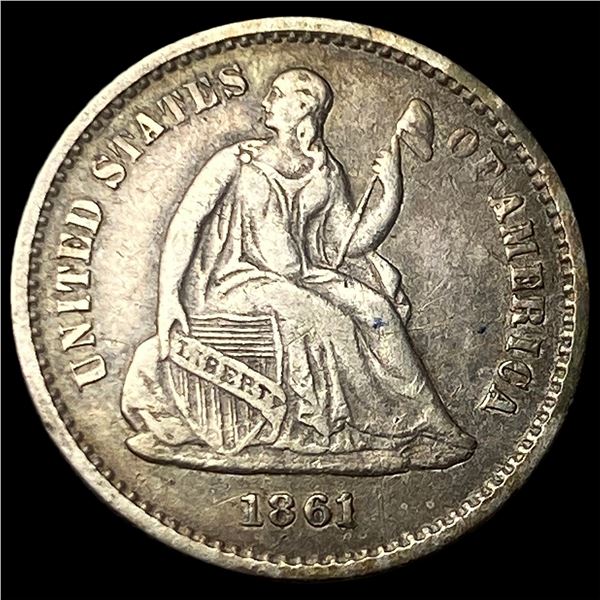 1861 Silver Seated Liberty Half Dime NEARLY  UNCIRCULATED