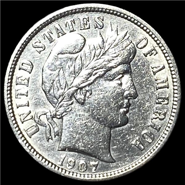 1907 Silver Barber Dime CHOICE AU
